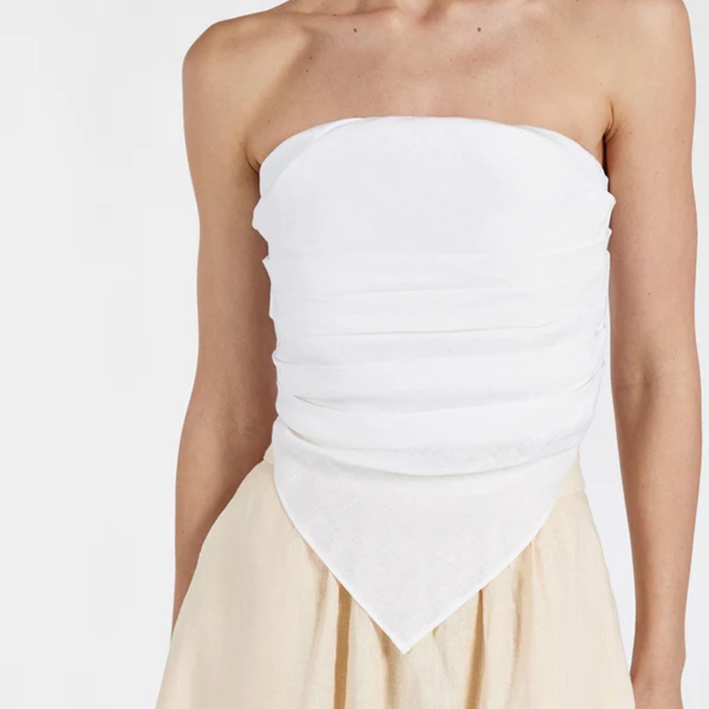 Dissh Nicci white linen strapless top
